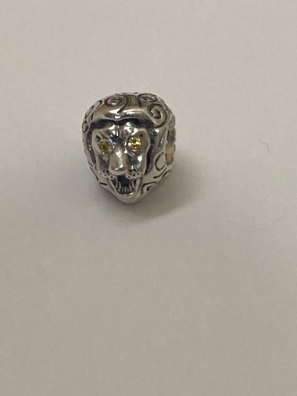 Pandora Sterling Silver Lion Head Bead Citrine Eyes 790443CZY
